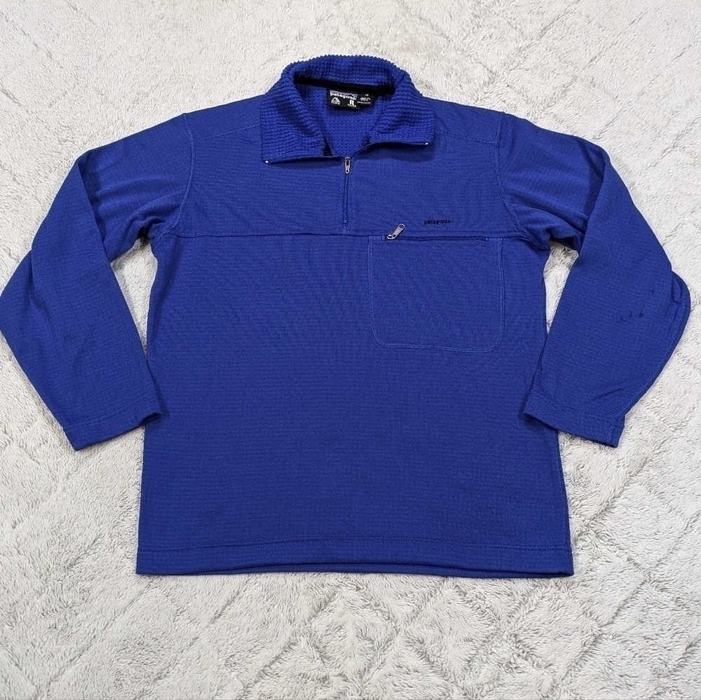 Vintage Patagonia Jacket Men's XS Blue Regulator Micro Grid Polartec Fleece ¼